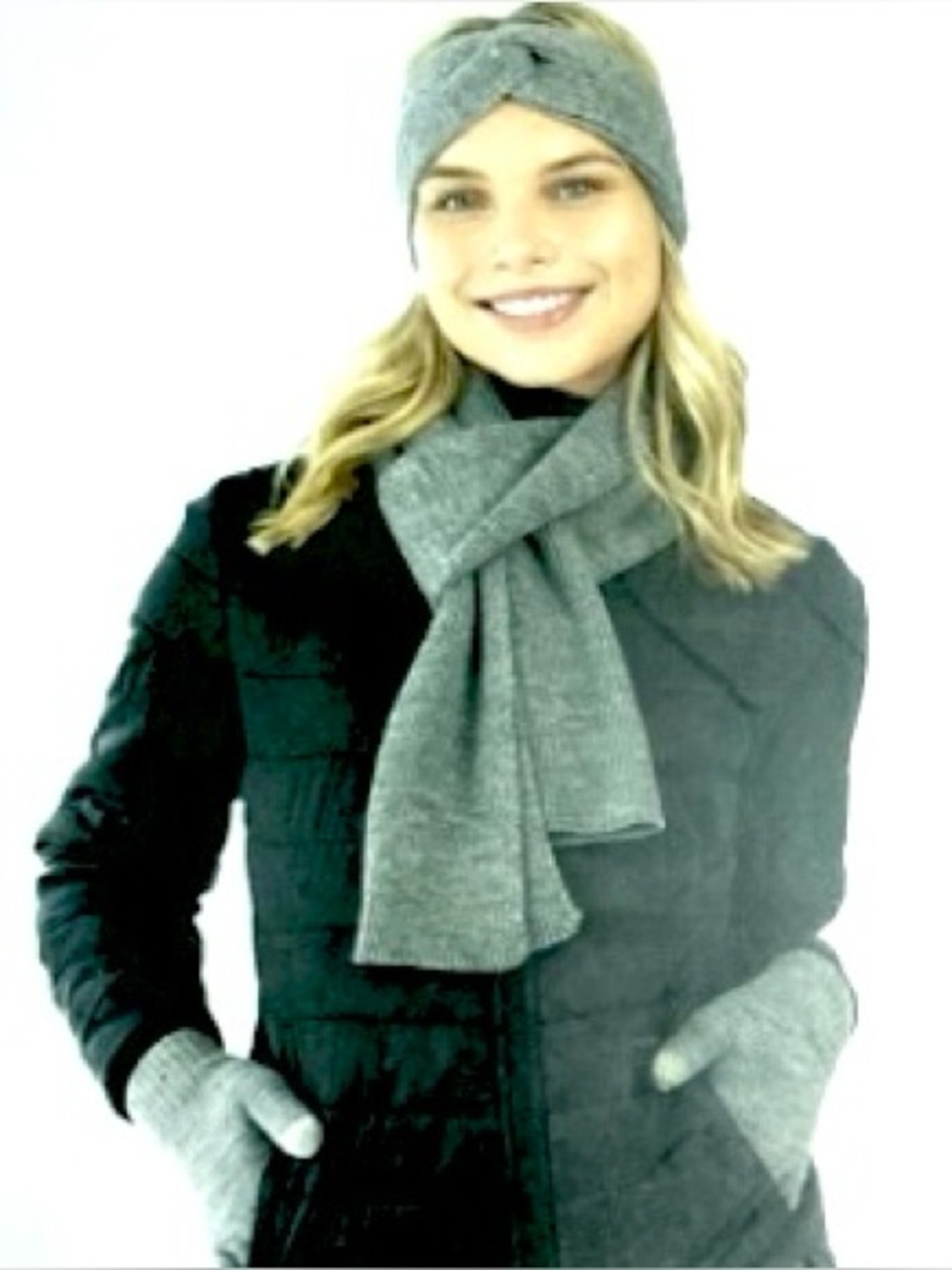 Serra Light Gray 3 PC Winter Glove, Hat, Scarf Set